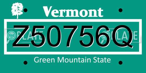 Z50756Q Vermont License Plate