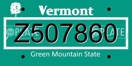 Z507860 Vermont License Plate