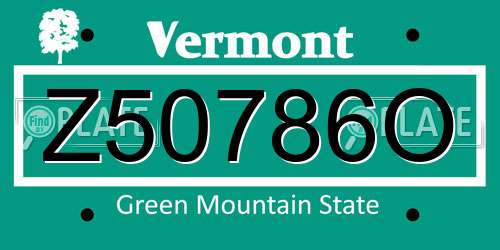 Z50786O Vermont License Plate