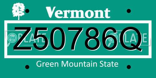Z50786Q Vermont License Plate