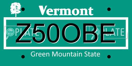 Z50OBE Vermont License Plate