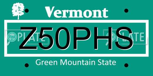 Z50PHS Vermont License Plate