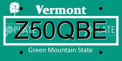 Z50QBE Vermont License Plate