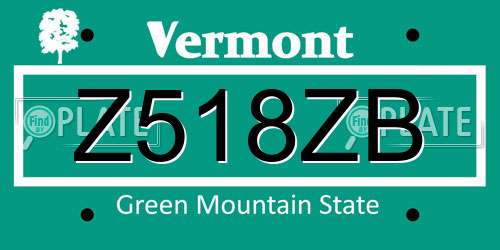 Z518ZB Vermont License Plate