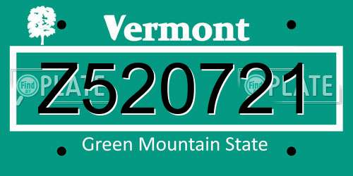 Z520721 Vermont License Plate