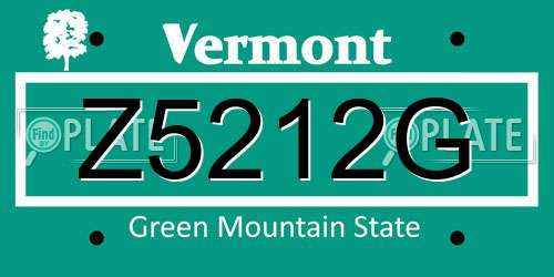 Z5212G Vermont License Plate