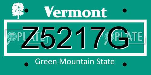 Z5217G Vermont License Plate