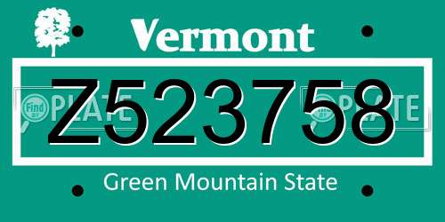 Z523758 Vermont License Plate