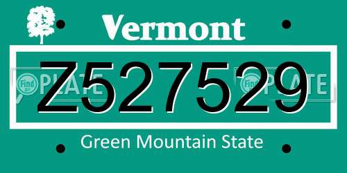 Z527529 Vermont License Plate