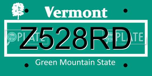 Z528RD Vermont License Plate