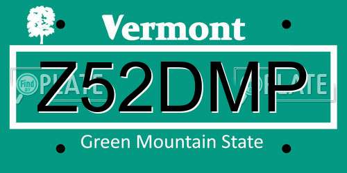 Z52DMP Vermont License Plate