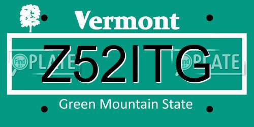 Z52ITG Vermont License Plate