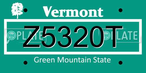 Z5320T Vermont License Plate