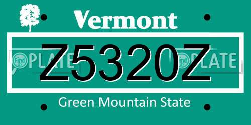 Z5320Z Vermont License Plate