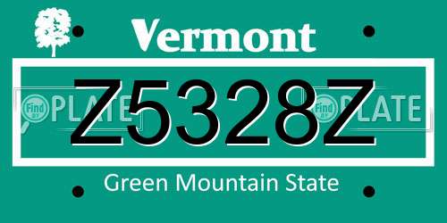 Z5328Z Vermont License Plate