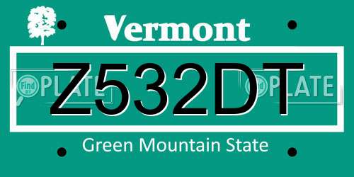 Z532DT Vermont License Plate