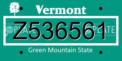Z536561 Vermont License Plate