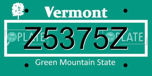 Z5375Z Vermont License Plate