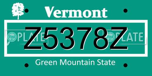 Z5378Z Vermont License Plate