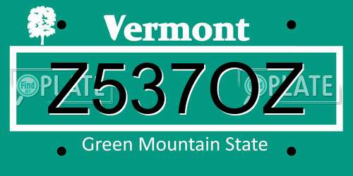 Z537OZ Vermont License Plate