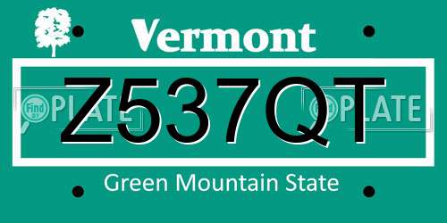 Z537QT Vermont License Plate
