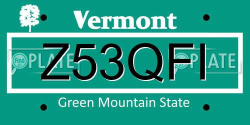 Z53QFI Vermont License Plate