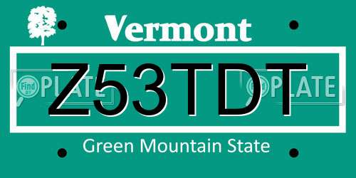 Z53TDT Vermont License Plate