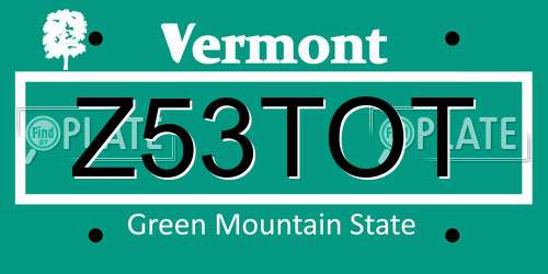Z53TOT Vermont License Plate