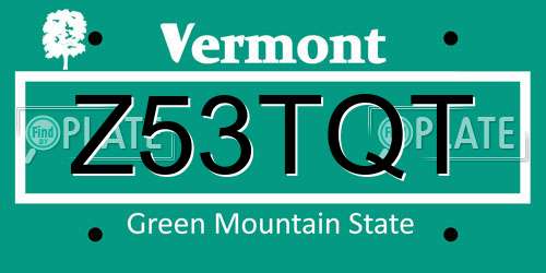 Z53TQT Vermont License Plate