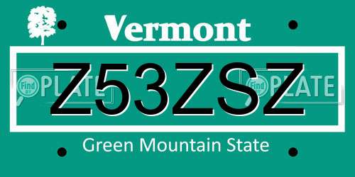 Z53ZSZ Vermont License Plate