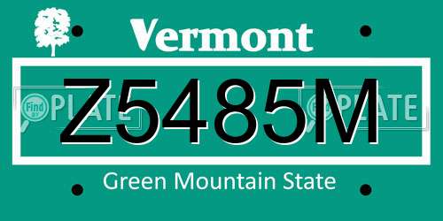 Z5485M Vermont License Plate