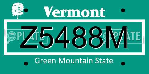 Z5488M Vermont License Plate
