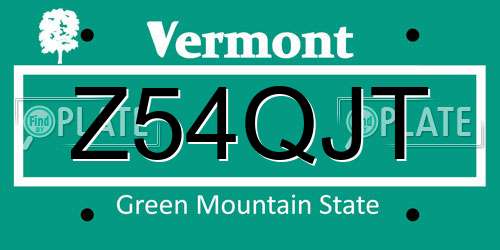 Z54QJT Vermont License Plate