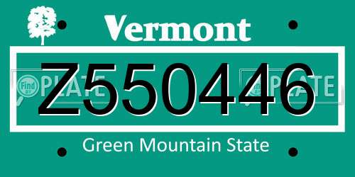 Z550446 Vermont License Plate