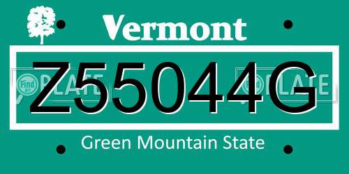 Z55044G Vermont License Plate