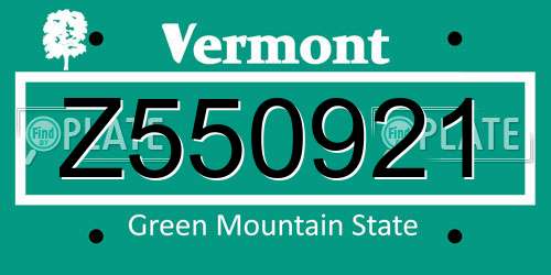 Z550921 Vermont License Plate