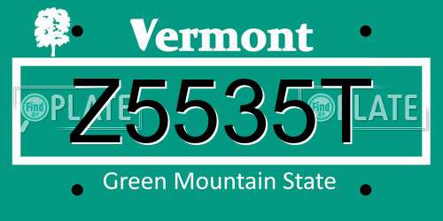 Z5535T Vermont License Plate