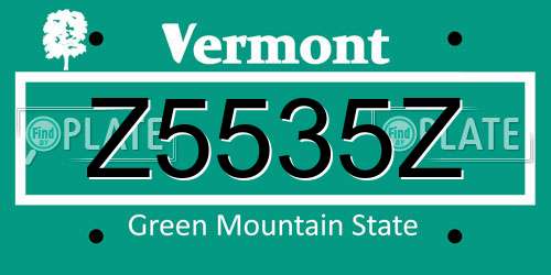 Z5535Z Vermont License Plate