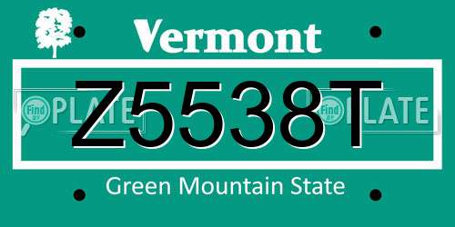 Z5538T Vermont License Plate