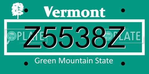 Z5538Z Vermont License Plate