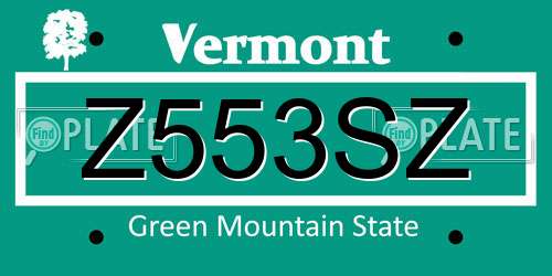Z553SZ Vermont License Plate