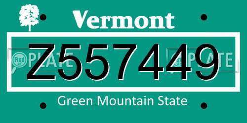 Z557449 Vermont License Plate