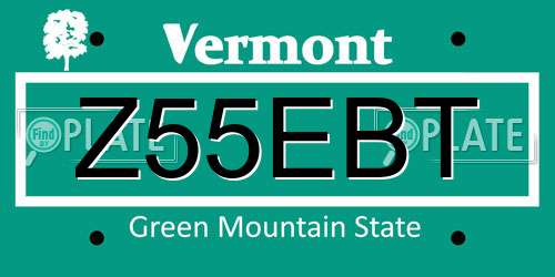Z55EBT Vermont License Plate