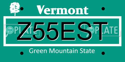 Z55EST Vermont License Plate