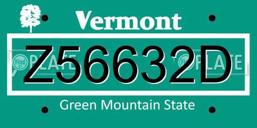 Z56632D Vermont License Plate