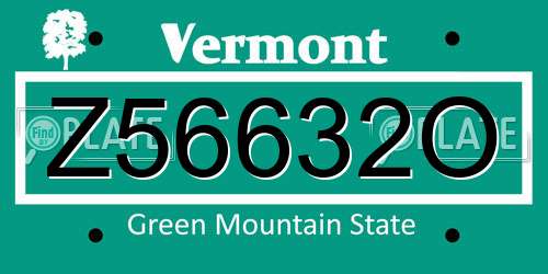 Z56632O Vermont License Plate