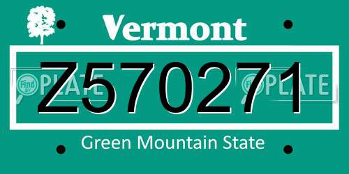 Z570271 Vermont License Plate