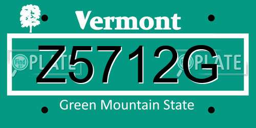 Z5712G Vermont License Plate
