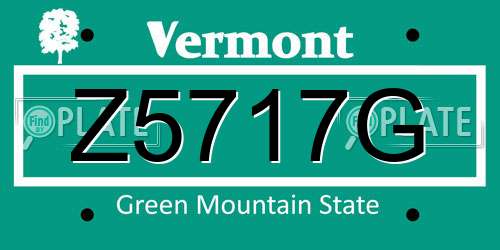 Z5717G Vermont License Plate
