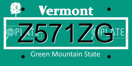 Z571ZG Vermont License Plate